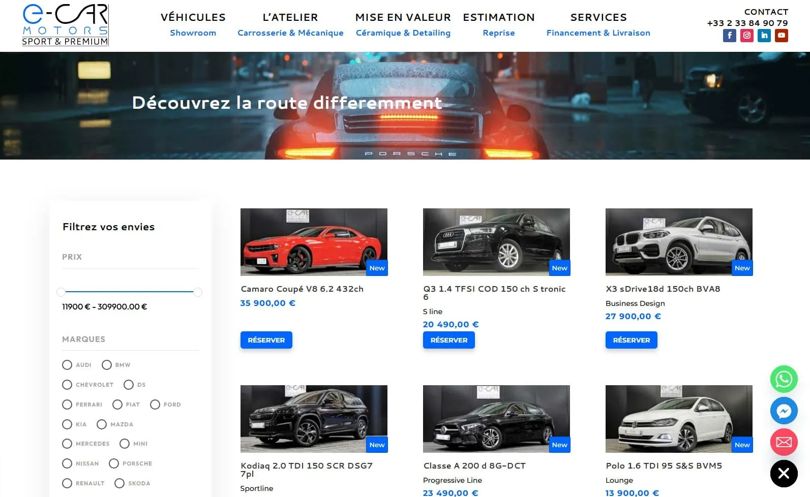 E-Car Motors — Site web, visuel 2
