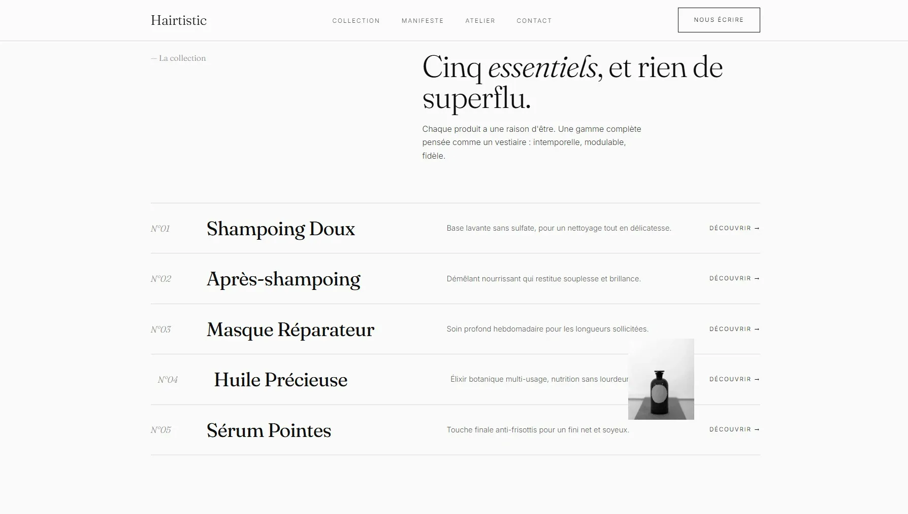 Hairtistic — Site web de démonstration, visuel 2