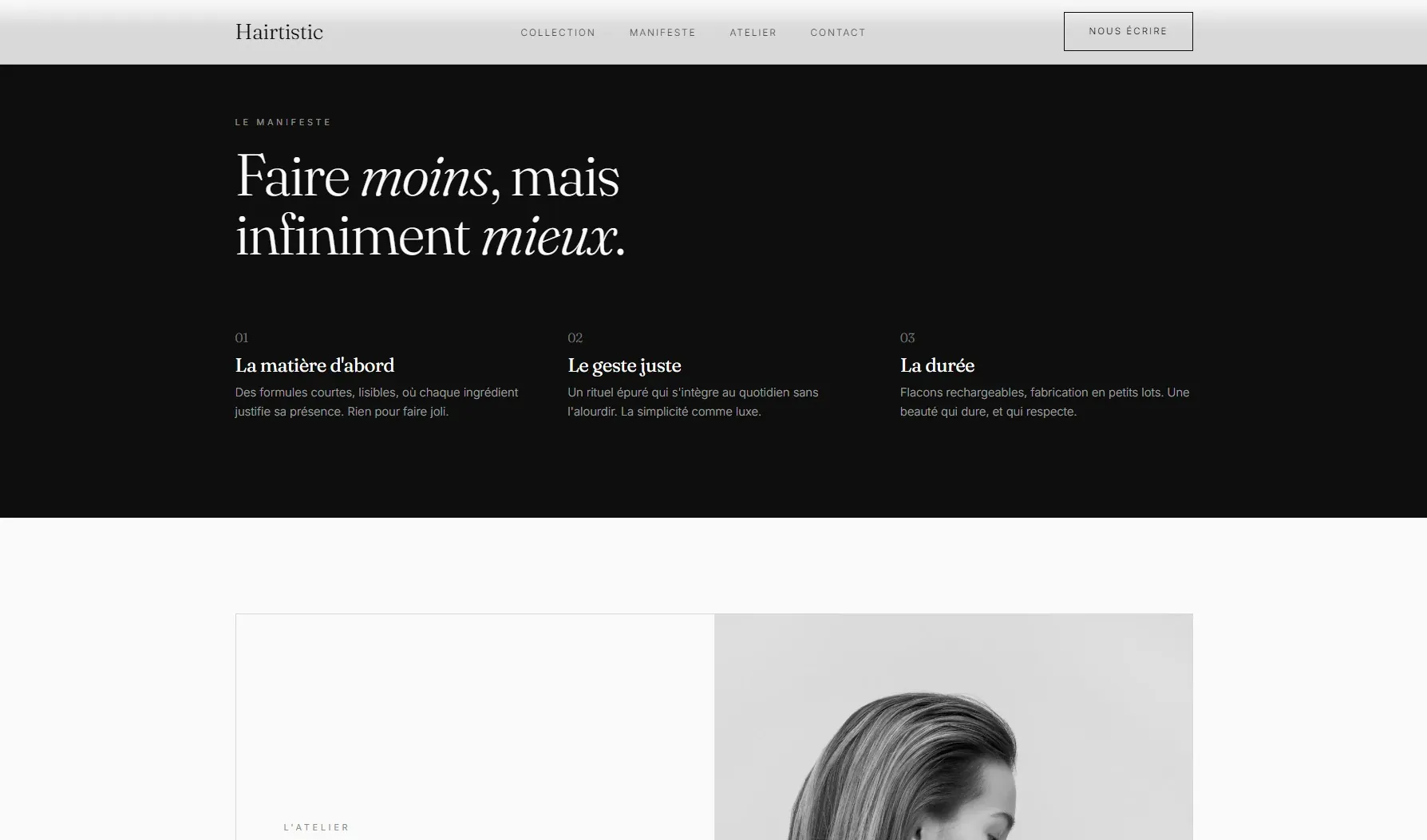 Hairtistic — Site web de démonstration, visuel 3