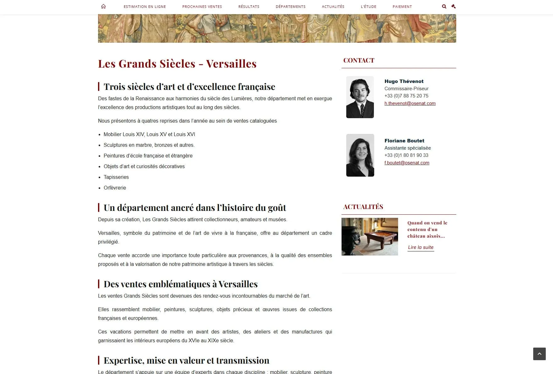 Maison Osenat — Site web, visuel 4